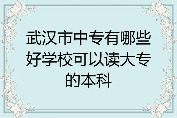 武汉市中专有哪些好学校可以读大专的本科