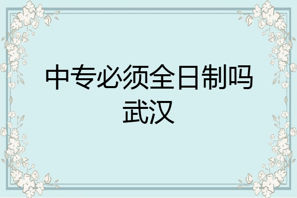 中专必须全日制吗武汉