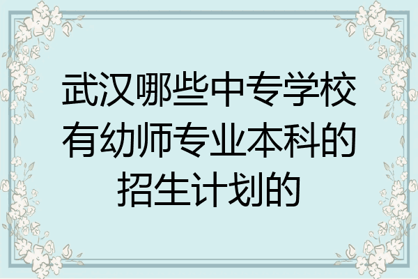 武汉哪些中专学校有幼师专业本科的招生计划的