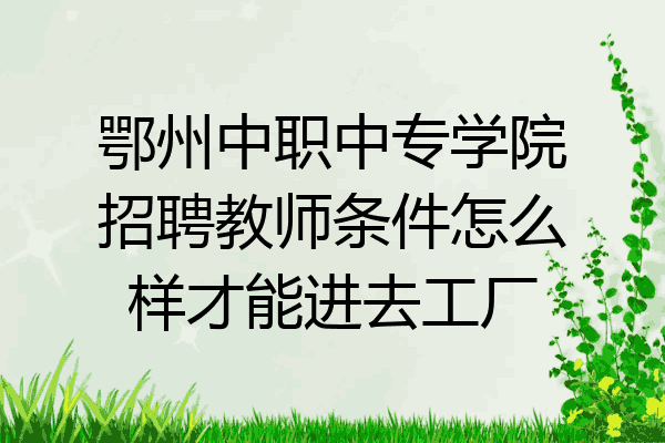 鄂州中职中专学院招聘教师条件怎么样才能进去工厂