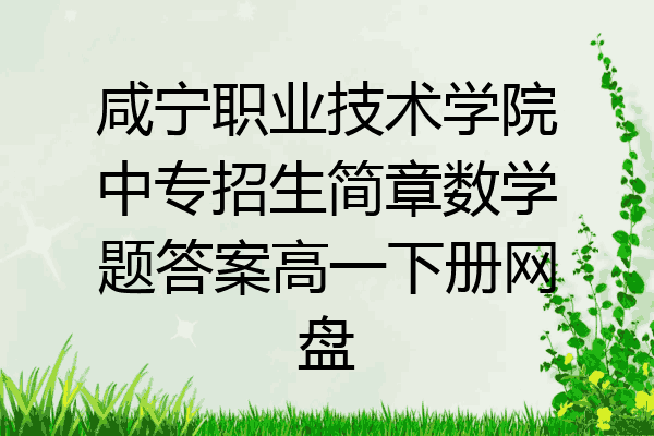 咸宁职业技术学院中专招生简章数学题答案高一下册网盘