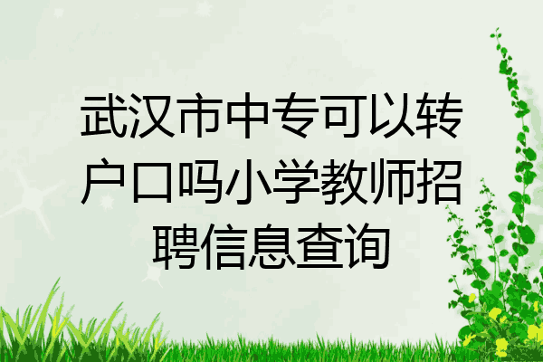武汉市中专可以转户口吗小学教师招聘信息查询