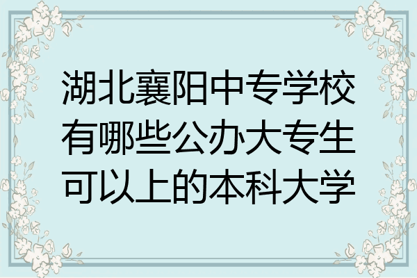湖北襄阳中专学校有哪些公办大专生可以上的本科大学