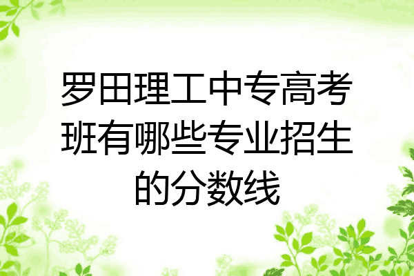罗田理工中专高考班有哪些专业招生的分数线