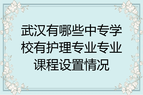 武汉有哪些中专学校有护理专业专业课程设置情况