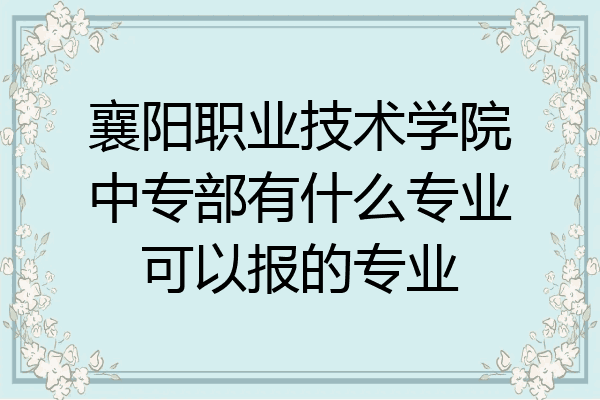 襄阳职业技术学院中专部有什么专业可以报的专业