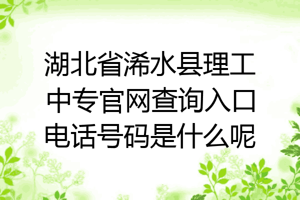 湖北省浠水县理工中专官网查询入口电话号码是什么呢