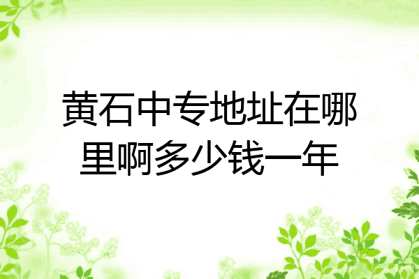 黄石中专地址在哪里啊多少钱一年