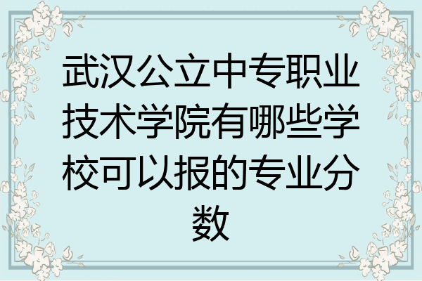 武汉公立中专职业技术学院有哪些学校可以报的专业分数