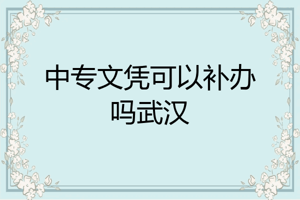 中专文凭可以补办吗武汉
