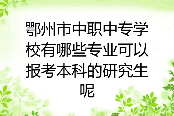 鄂州市中职中专学校有哪些专业可以报考本科的研究生呢