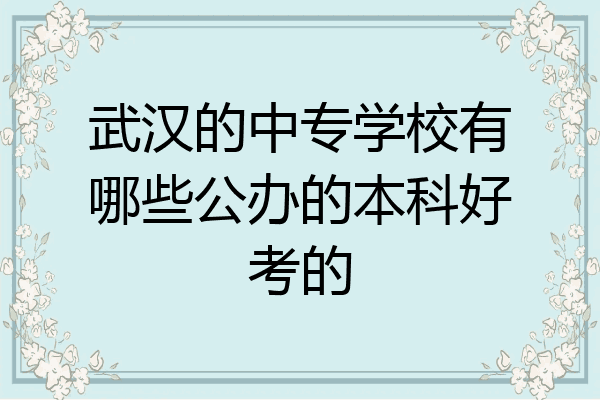 武汉的中专学校有哪些公办的本科好考的