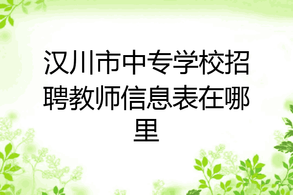 汉川市中专学校招聘教师信息表在哪里