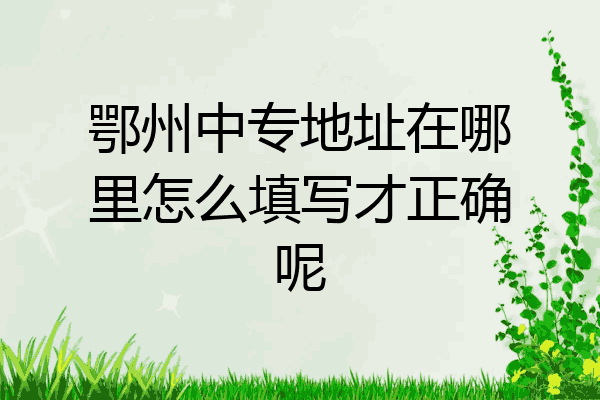 鄂州中专地址在哪里怎么填写才正确呢