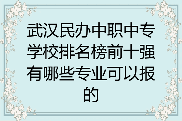 武汉民办中职中专学校排名榜前十强有哪些专业可以报的
