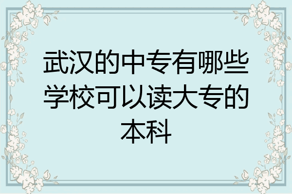 武汉的中专有哪些学校可以读大专的本科