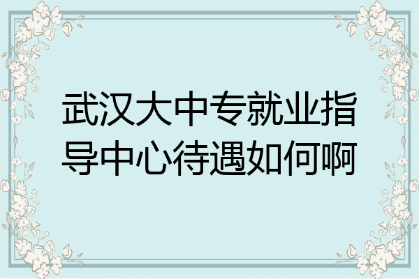 武汉大中专就业指导中心待遇如何啊