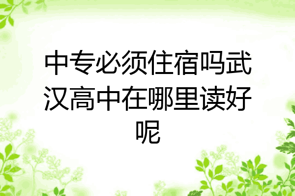 中专必须住宿吗武汉高中在哪里读好呢