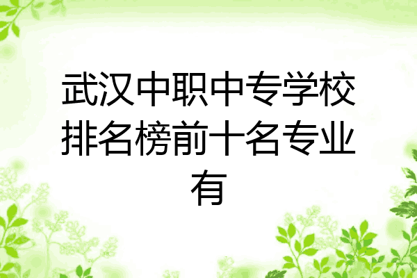 武汉中职中专学校排名榜前十名专业有
