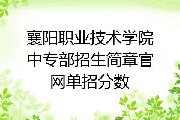 襄阳职业技术学院中专部招生简章官网单招分数