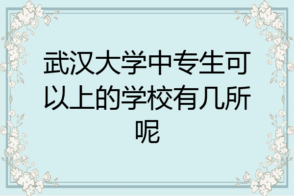 武汉大学中专生可以上的学校有几所呢