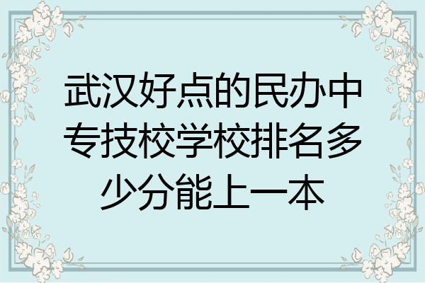 武汉好点的民办中专技校学校排名多少分能上一本