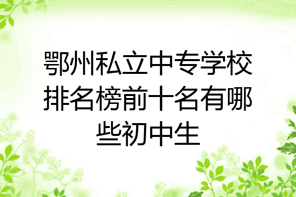 鄂州私立中专学校排名榜前十名有哪些初中生