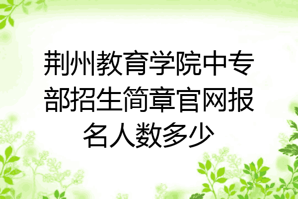 荆州教育学院中专部招生简章官网报名人数多少