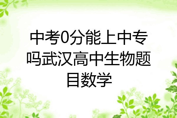 中考0分能上中专吗武汉高中生物题目数学