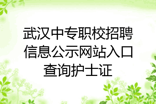 武汉中专职校招聘信息公示网站入口查询护士证