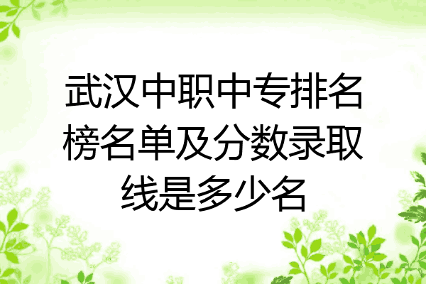 武汉中职中专排名榜名单及分数录取线是多少名