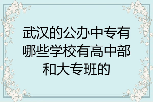 武汉的公办中专有哪些学校有高中部和大专班的