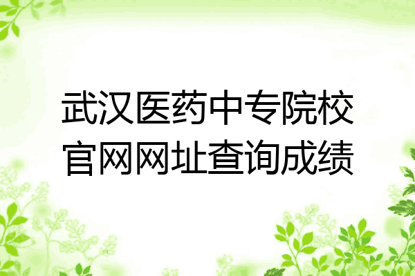 武汉医药中专院校官网网址查询成绩