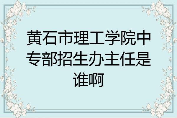 黄石市理工学院中专部招生办主任是谁啊