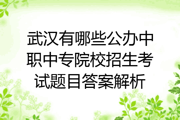 武汉有哪些公办中职中专院校招生考试题目答案解析