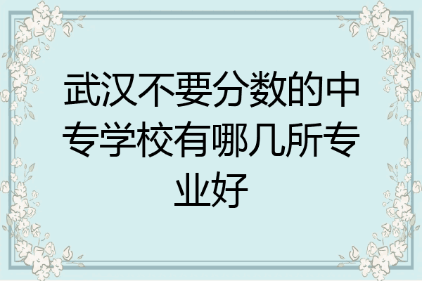 武汉不要分数的中专学校有哪几所专业好