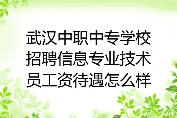 武汉中职中专学校招聘信息专业技术员工资待遇怎么样