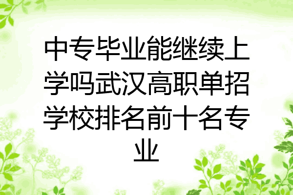 中专毕业能继续上学吗武汉高职单招学校排名前十名专业