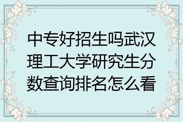 中专好招生吗武汉理工大学研究生分数查询排名怎么看