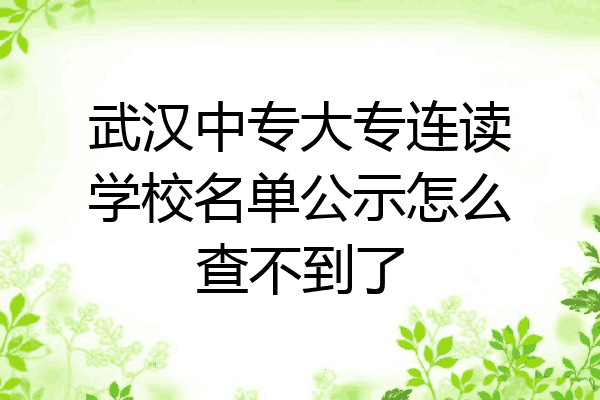 武汉中专大专连读学校名单公示怎么查不到了