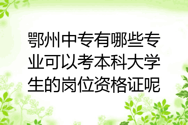 鄂州中专有哪些专业可以考本科大学生的岗位资格证呢