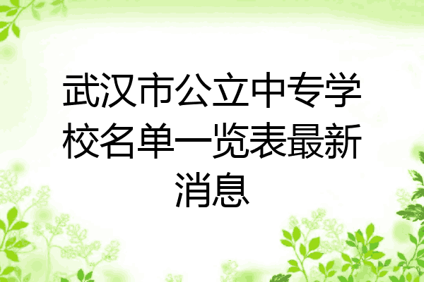 武汉市公立中专学校名单一览表最新消息