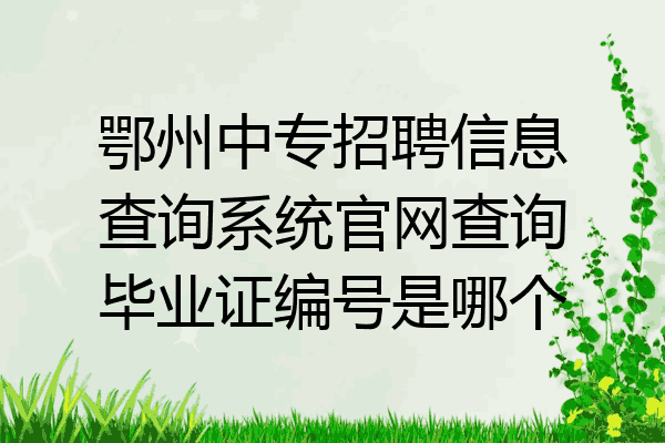 鄂州中专招聘信息查询系统官网查询毕业证编号是哪个
