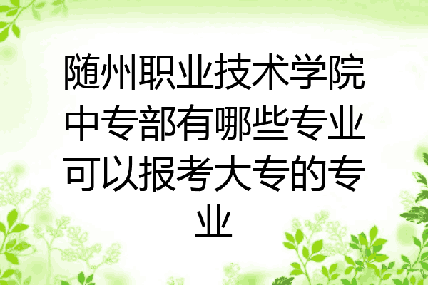 随州职业技术学院中专部有哪些专业可以报考大专的专业