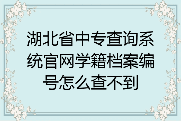 湖北省中专查询系统官网学籍档案编号怎么查不到