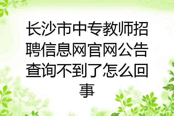 长沙市中专教师招聘信息网官网公告查询不到了怎么回事