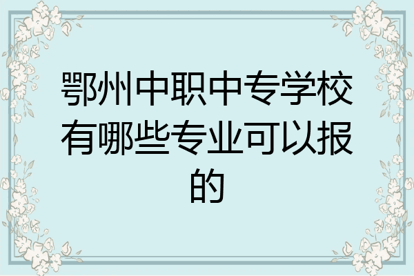 鄂州中职中专学校有哪些专业可以报的