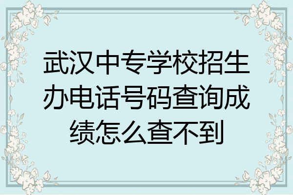 武汉中专学校招生办电话号码查询成绩怎么查不到