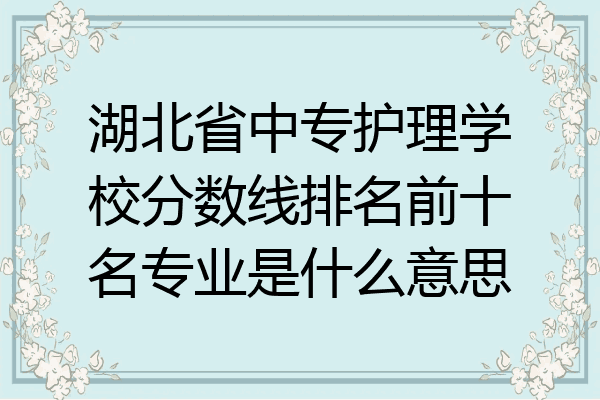 湖北省中专护理学校分数线排名前十名专业是什么意思