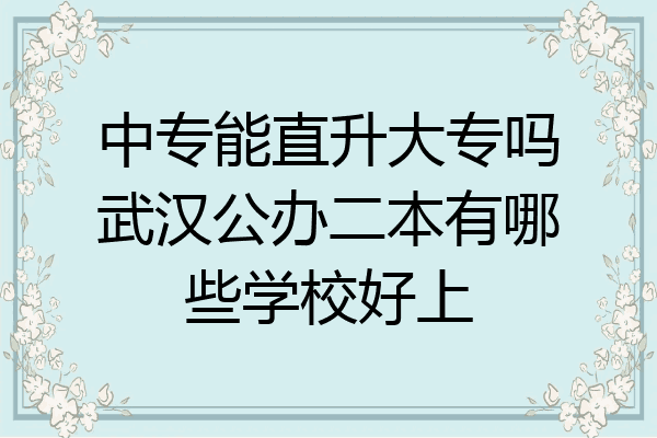 中专能直升大专吗武汉公办二本有哪些学校好上
